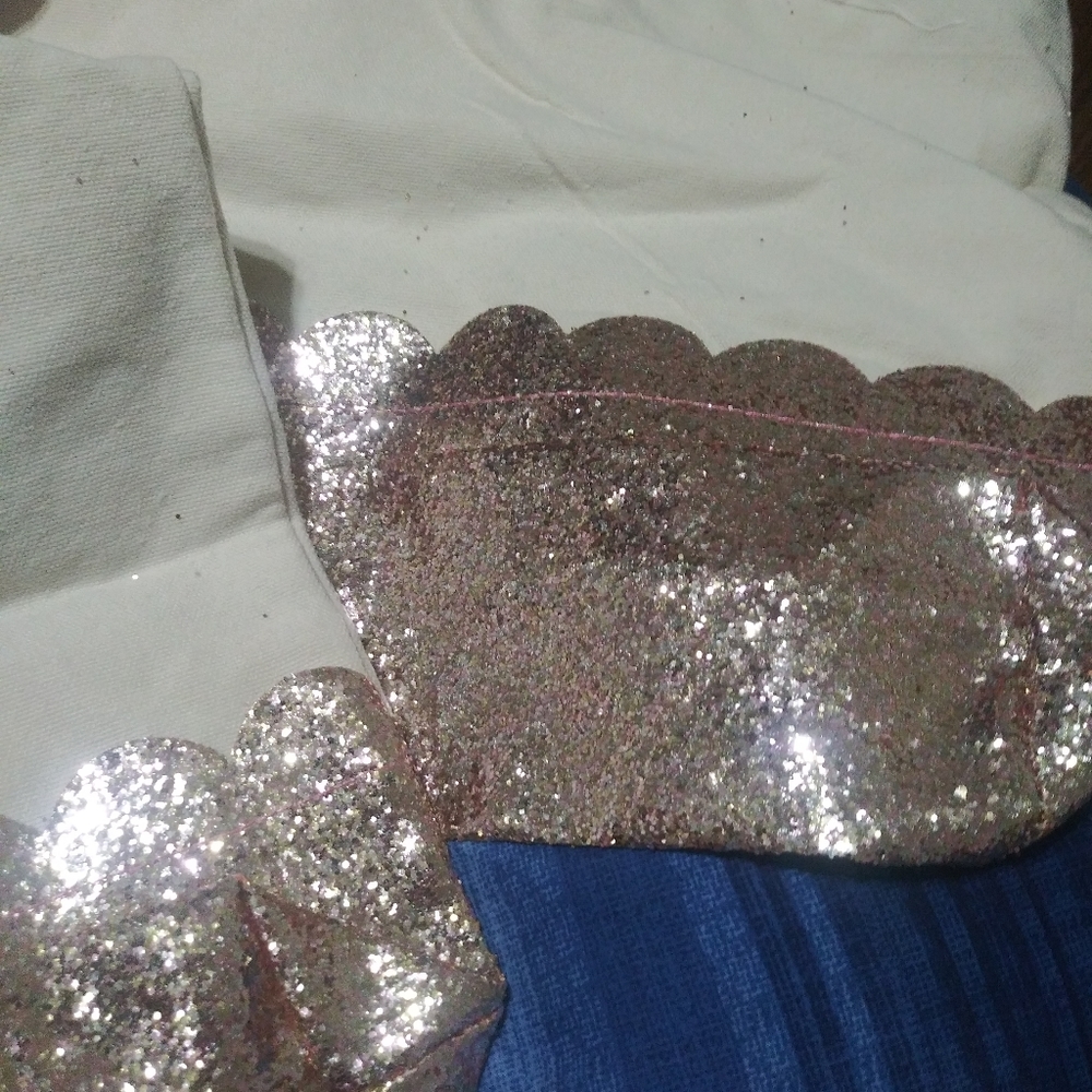 Set of 5 rose gold glitter totes